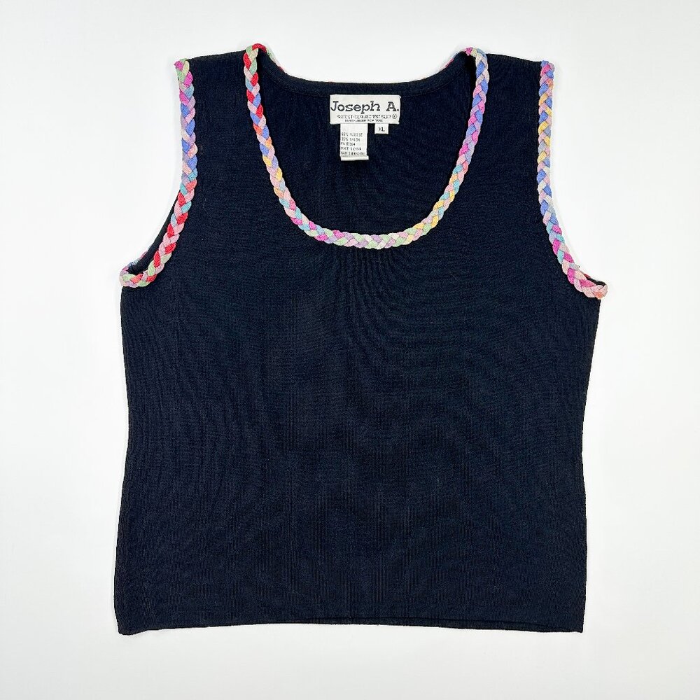 SOLD Vintage Knit Sleeveless Tank Crop Top Rainbow Rope 90's Witchy Artsy